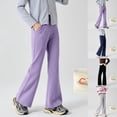 thumbnail image 7 of Aihuaihua Girls Flare Pants Elastic Waist Cotton Lined Bell Bottoms Dress Pants with Side Pockets,Spring Fall Pant for Girls Purple, 7 of 7