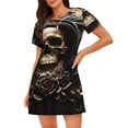 thumbnail image 1 of Easygdp Gold Rose Skull Camisón de manga corta para mujer, informal, estampado, 1 of 6