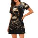 thumbnail image 1 of Easygdp Gold Rose Skull Camisón de manga corta para mujer, informal, estampado, 1 of 6