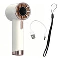 thumbnail image 2 of Portable Handheld Turbo Fan, 1-100 Speeds Rechargeable Ice Cooling Personal Fan LED Display Metal Shell with Lanyard, 2 of 8