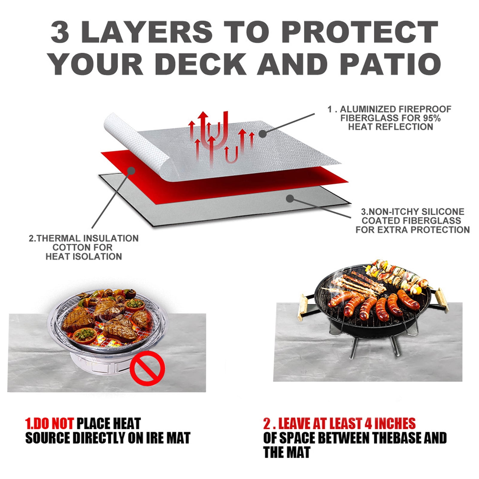 Fireproof MATS, outdoor fire pit MATS, oven heat insulation MATS, fire basin fireproof barbecue MATS, square protective MATS