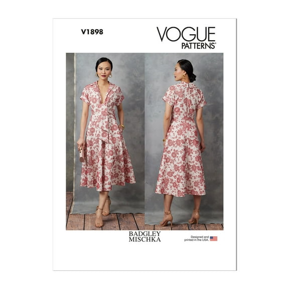 Vogue Sewing Pattern 1898 - Misses' Dress by Badgley Mischka, Size: B5 (8-10-12-14-16)