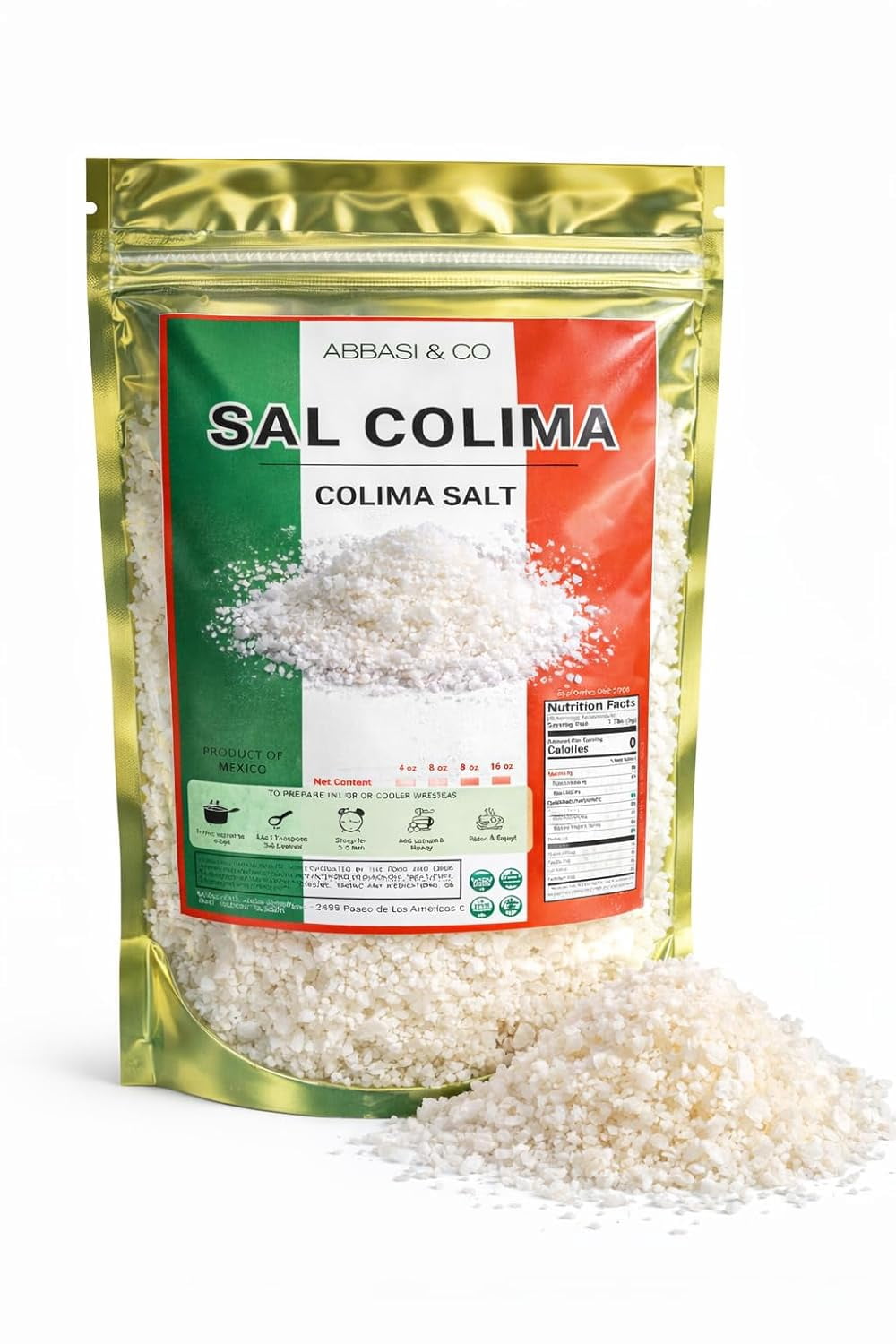 1LB Premium Colima Sea Salt Unrefined 16 oz 100% All Natural Sea Salt, Gourmet Grade, Non GMO's. | Imported From Lagoon Cuyutlán “Tepalcates” Colima, Mexico. Protects Heart - Shapes F
