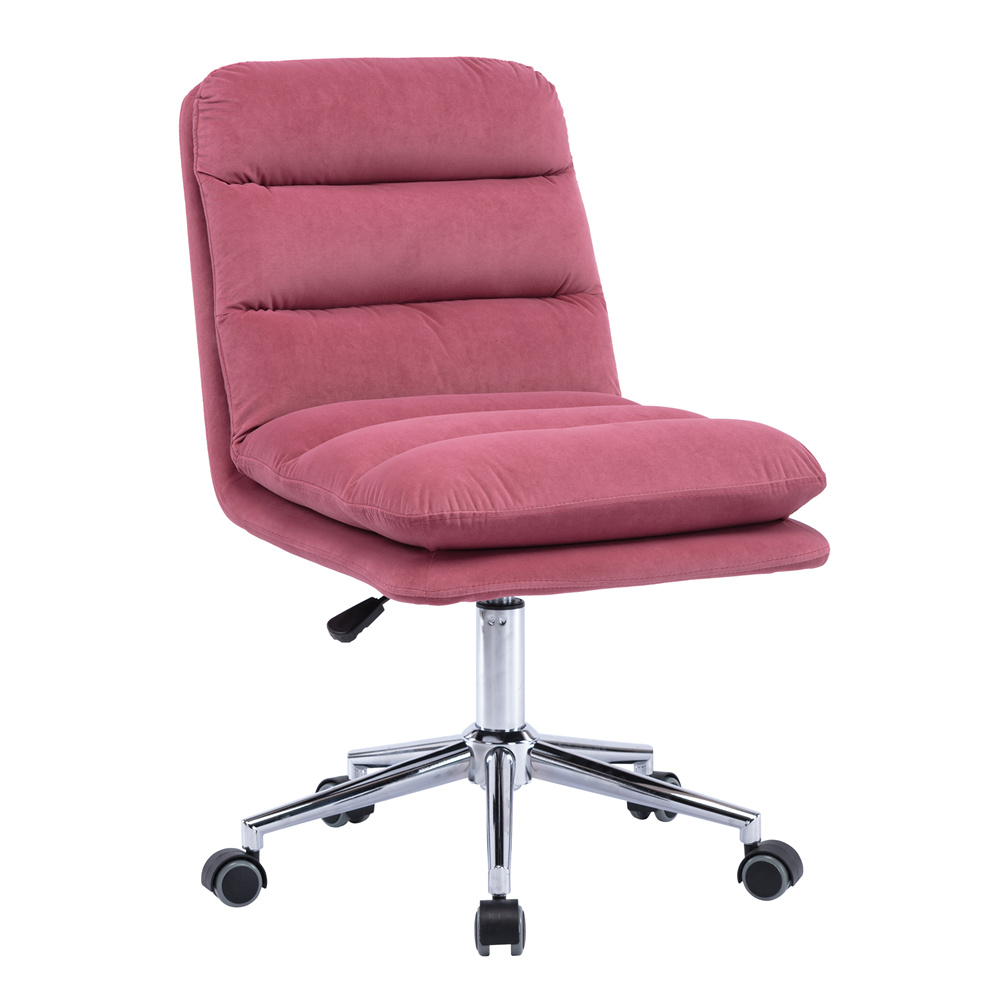 Buy Velvet Home Office Desk Chair on Wheels, Modern Upholstered Armless