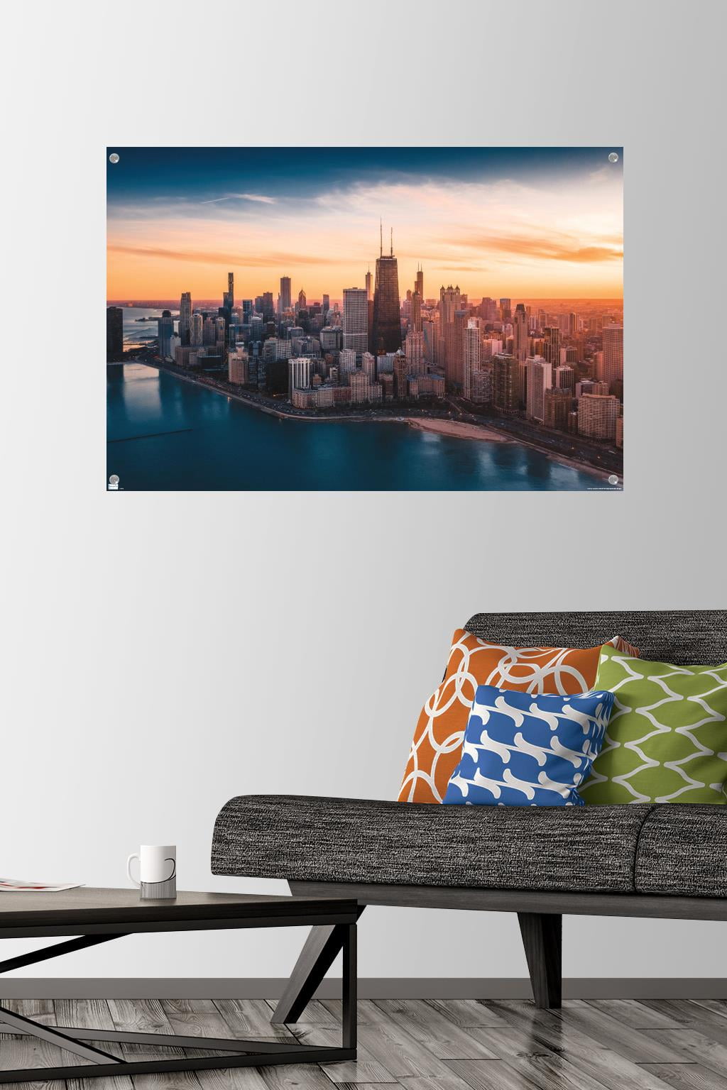 Cityscapes - Chicago, Illinois Wall Poster with Pushpins, 22.375" x 34"