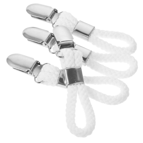 IDEANATEGRATE Towel Clips Cotton Rope Silver 4Pcs 4.5in X 0.9in X 0.8in