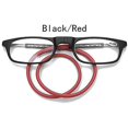 thumbnail image 2 of Gafas de lectura portátiles plegables Tr90 con cuello magnético colgante para hombres y mujeres (rojo-100°), 2 of 5
