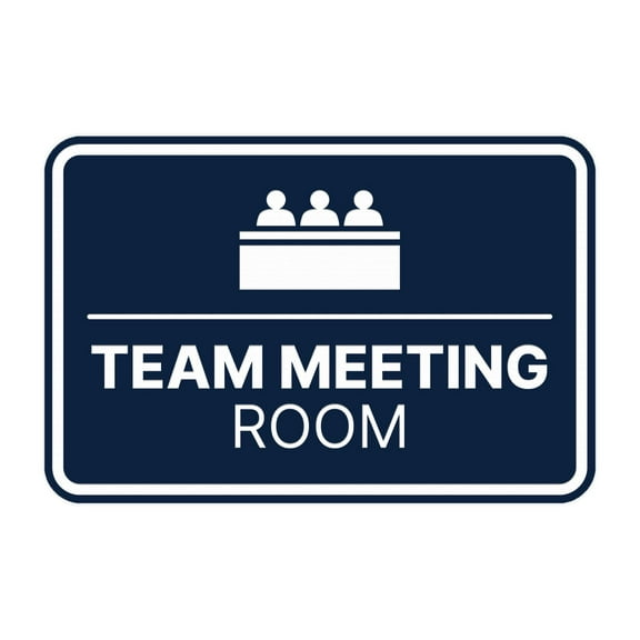 Signs ByLITA Classic Framed Team Meeting Room Sign (Navy Blue / White) - Large