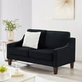 thumbnail image 2 of MYINDA Modern Sleek Velvet Wooden Legs Small Couch, Black, 2 of 10