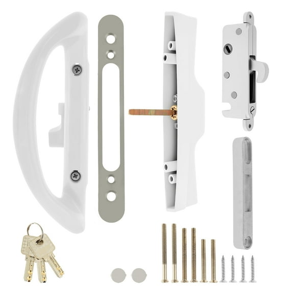 Ikoopy Sliding Patio Door Handle Set with Key Cylinder Mortise Style Sliding Glass Door Handle Aluminium Alloy Sliding Door Handle Lock Set for Patio Doors Sliding Doors