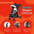 thumbnail image 3 of Baby Trend Sit N' Stand 5-in-1 Collapsible Shopper Stroller with Canopy, Visor, Extendable Storage Basket, Phone Tray, and 2 Cup Holders, Modern Khaki, 3 of 5