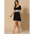 thumbnail image 2 of DARING DIVA Corset Short Square Neck Puff Sleeve Floral Lace Up Dress S Black, 2 of 6