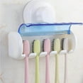 thumbnail image 3 of 5 Holes Toothbrush Holder Suction Practical Storage Bracket Cup Durable Toothbrush Rack Wall-mounted Toothbrush Stand Bathroom Accessories for Home, 3 of 9