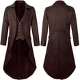 thumbnail image 2 of Long Trench Coat Vest, Set Victorian Gothic, Gentleman Overcoat, Halloween Costume, Long Trench Coat With Vest Set Victorian Gothic Gentleman Overcoat Halloween Costume for Halloween Party, Brown L, 2 of 6