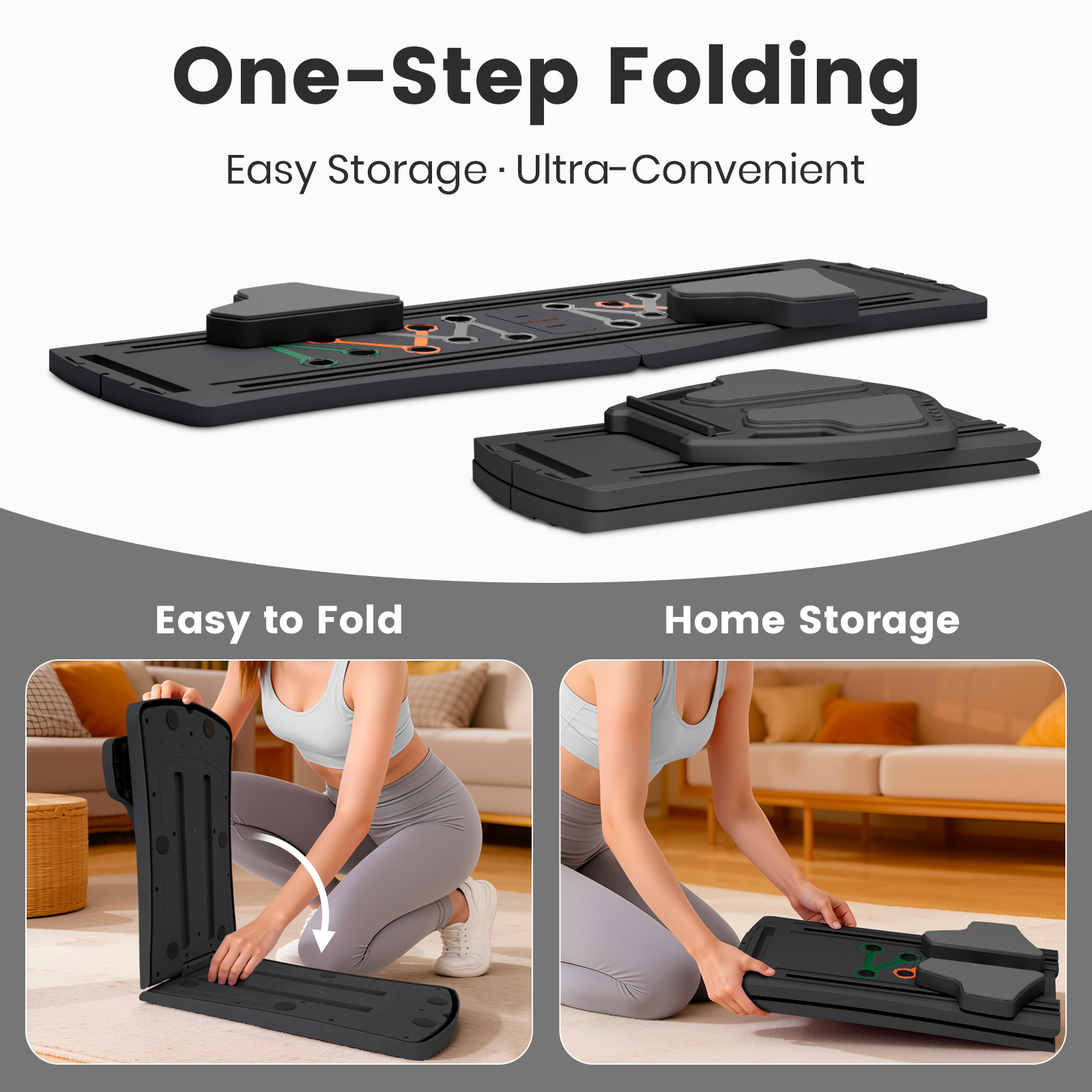 RICAN Pilates Board, Pilates Reformer for Core Strength Training, 7 in 1 Foldable Pilates Machine for Women Workout, Fitness, Exercise, Abs, Black