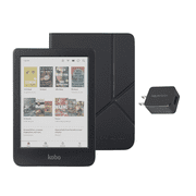 Kobo Clara Colour eReader with Case Bundle (Black SleepCover, Case + AC Bundle)
