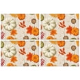 thumbnail image 1 of Pumpkin Maple Leaf Linen Placemats Set Of 4 Thanksgiving Harvest Fall Autumn Durable Linen Placemats 12 X 18 Inch Fall Table Mats for Kitchen Dining Table Mats, 1 of 5