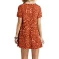 thumbnail image 3 of ZZwxWA Sparkly Glitter Dress, Sequin Summer Dress Short Flowy Tiered Tunic Dress for Women Party Club Night Short Sleeve Round Neck Sundress, 3 of 6