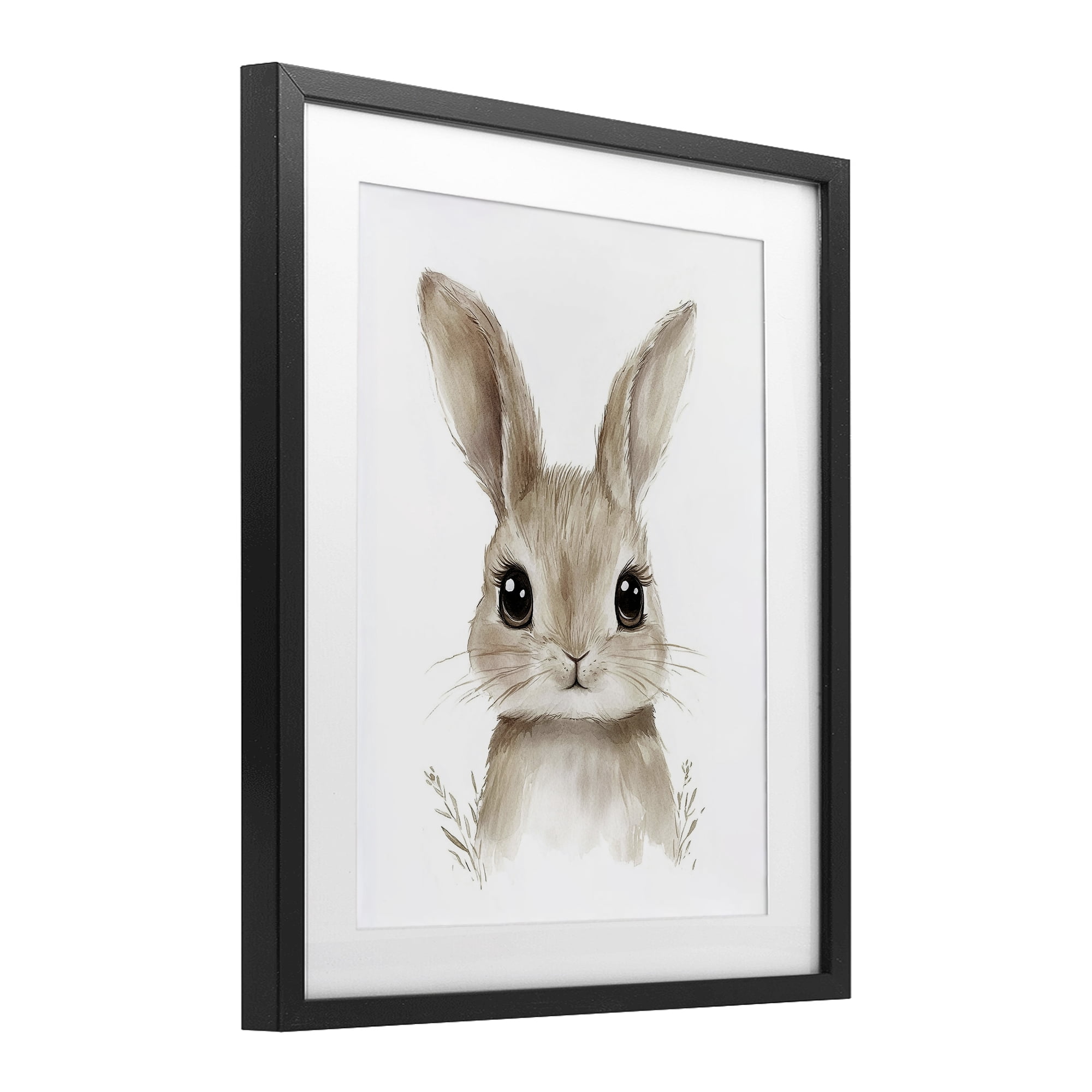 Stupell Industries Nursery Babies Bunny Black Framed Print Under Glass, design by Ramona Murdock