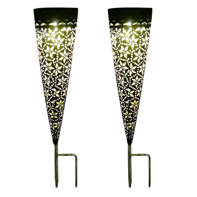 Paquete de 2 luces solares para caminos de jardín al aire libre, estacas decorativas impermeables para pasarela, patio, césped