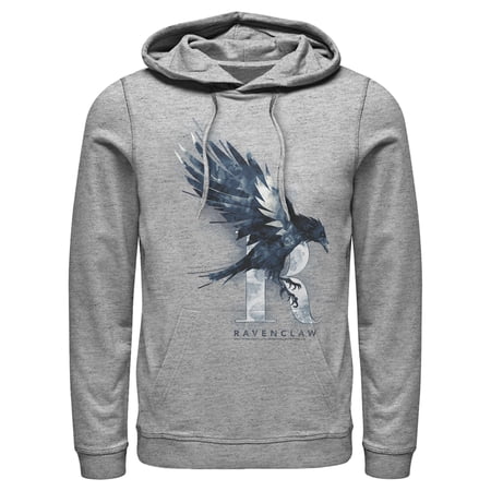Men s Harry Potter Ravenclaw Bird Watercolor Pull Over Hoodie Athletic Heather Large