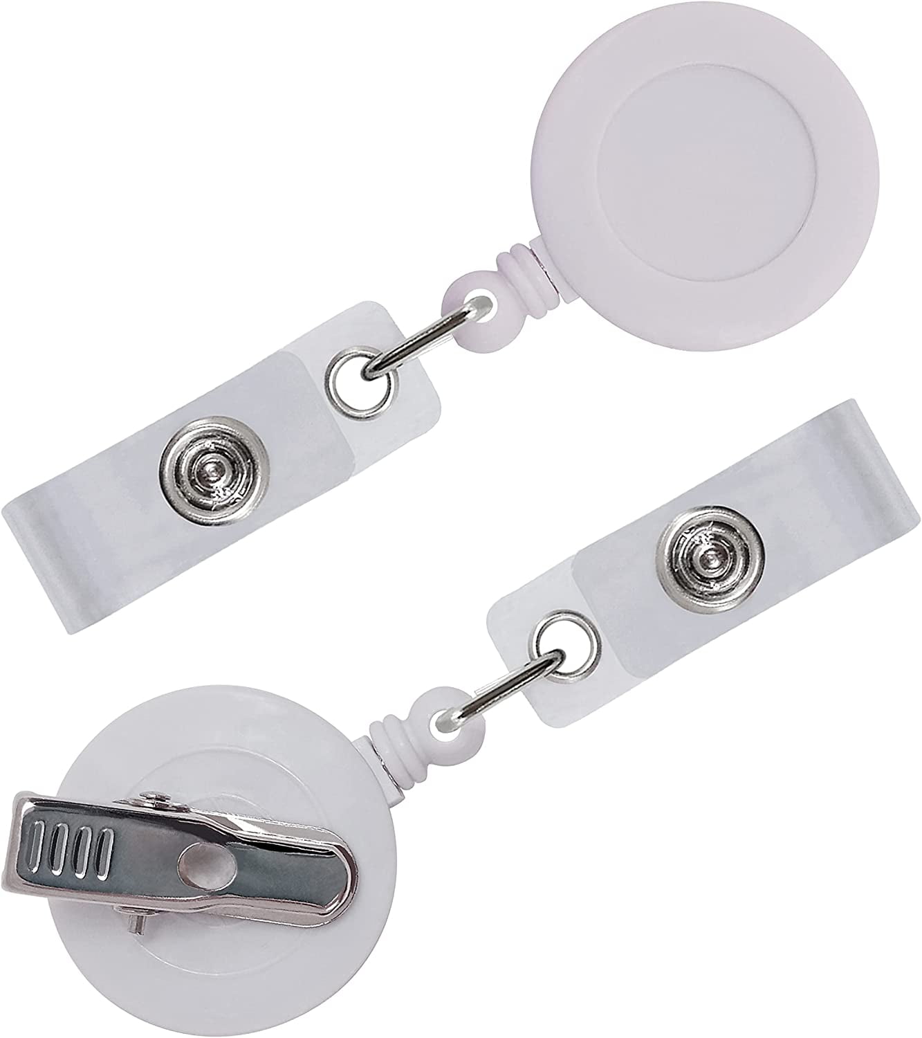 5 Pack Retractable ID Badge Holder Reels with Swivel Alligator Clip Bulk  Pack Premium Badge（White） 