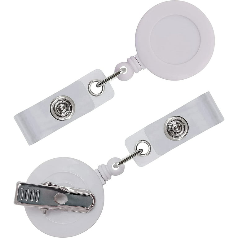 5 Pack Retractable ID Badge Holder Reels with Swivel Alligator Clip Bulk  Pack Premium Badge（White） 