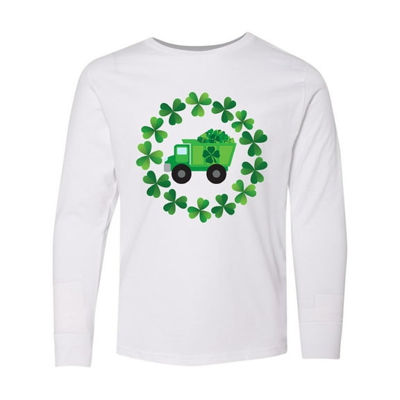 Inktastic St Patricks Day Shamrock Truck Long Sleeve Youth T-Shirt