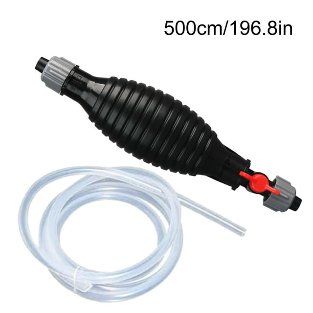 Bomba de sifón manual para gasolina | Bomba portátil para transferencia de fluidos con válvulas rotativas rojas | Extractor de aceite multiusos para uso automotriz e industrial