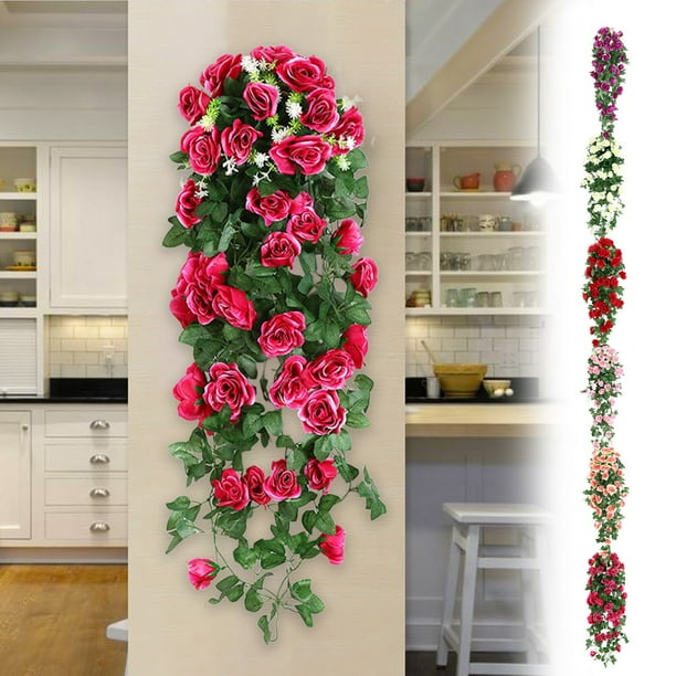 Guirnalda de rosas artificiales de 91 cm (36 pulgadas), paquete de 2. Ideal para bodas, fiestas y decoración del hogar. Características: rosas artificiales, guirnalda de flores, arreglo