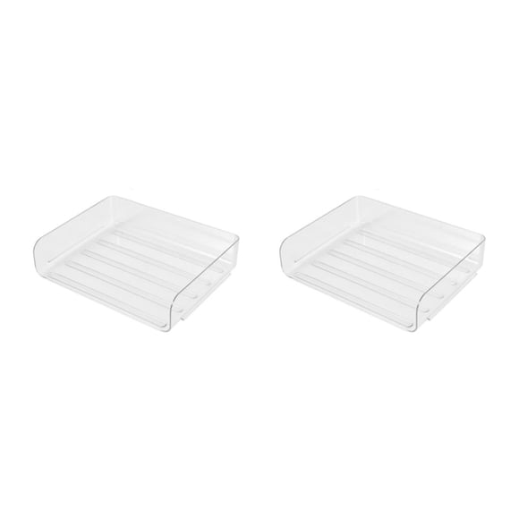 Methold Bandeja de archivos de una sola capa, hebilla de ranura firmemente colocada, caja de almacenamiento apilable a la moda para el hogar, transversaltransparen 2piezas