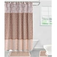 thumbnail image 2 of Set of 15 pieces Diamond Taupe Mustard High Quality for Bathroom Toilet Rug 17" x 18",Bath Mat 18" x 30" Non slip , 1 shower curtain 70" x 72", 12 rings covered Machine Wash, 2 of 3