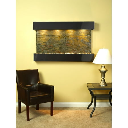Natural Slate Water Wall - Adagio Sunrise Springs Fountain w/ Green Natural Slate in Blackened Copper Finis