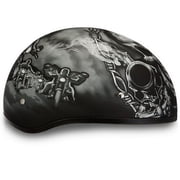 DAYTONA DOT Slim Line Skull Cap 1/2 Half Motorcycle Helmet Graphics 21 Styles