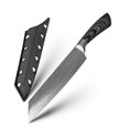 thumbnail image 1 of Japanese Kiritsuke Knife for Kitchen,7.5inch High Carbon Steel Damacus Laser Coated Santoku Chef Knife with Plastic Handle, 1 of 5