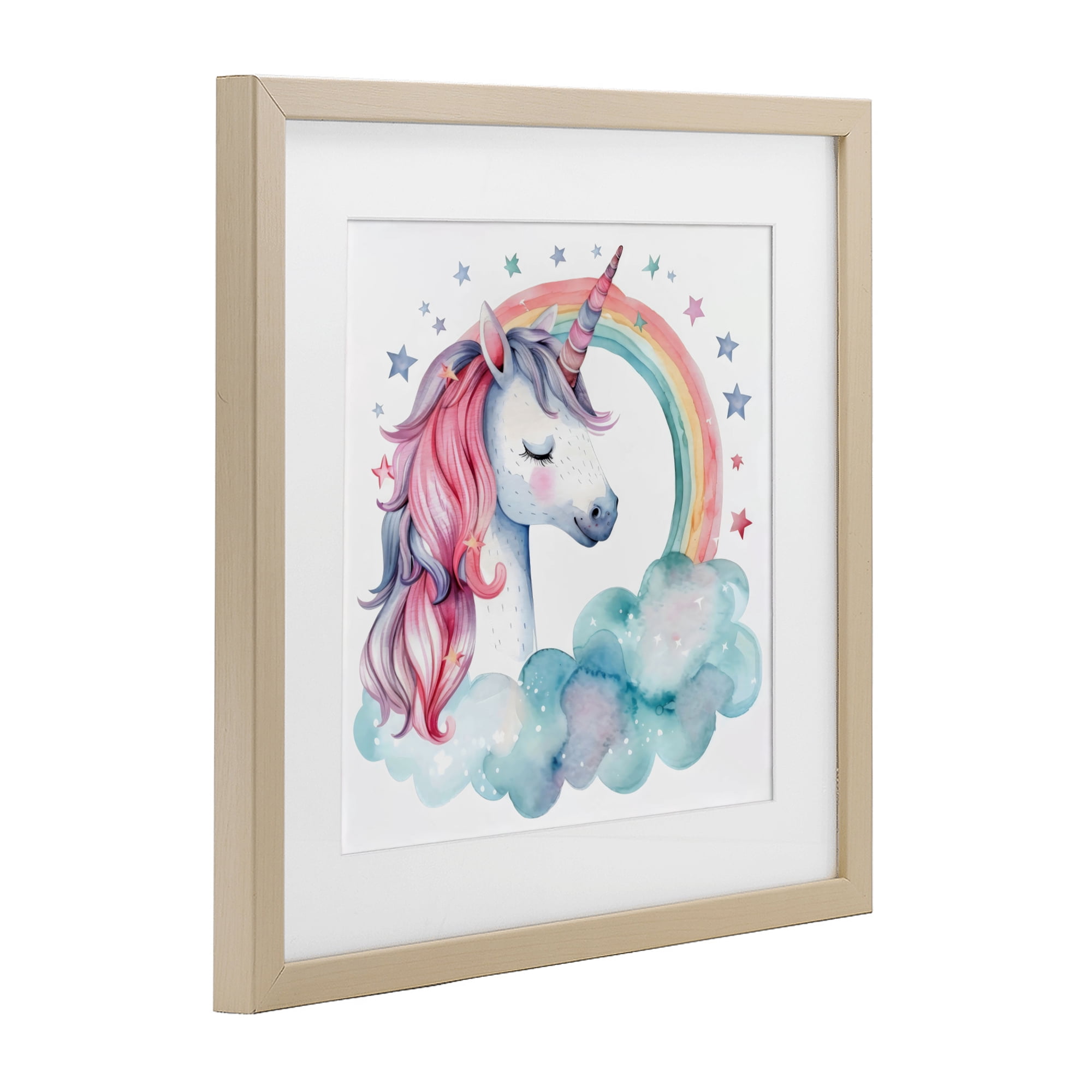 Stupell Industries Starry Rainbow Unicorn Birch Framed Print Under Glass, design by Creative Studio