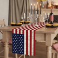 thumbnail image 2 of American Flag Table Runner 36 Inches Long for Dining Tables, Vintage Wooden Star Striped Red Blue Cotton Linen Table Runner Coffee Tablerunners Dresser for Kitchen Party Holiday Decorations 13"x36", 2 of 9