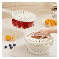 thumbnail image 2 of Colador de frutas, cesta de drenaje con tapa y asa plegable, para nevera y exterior., 2 of 8