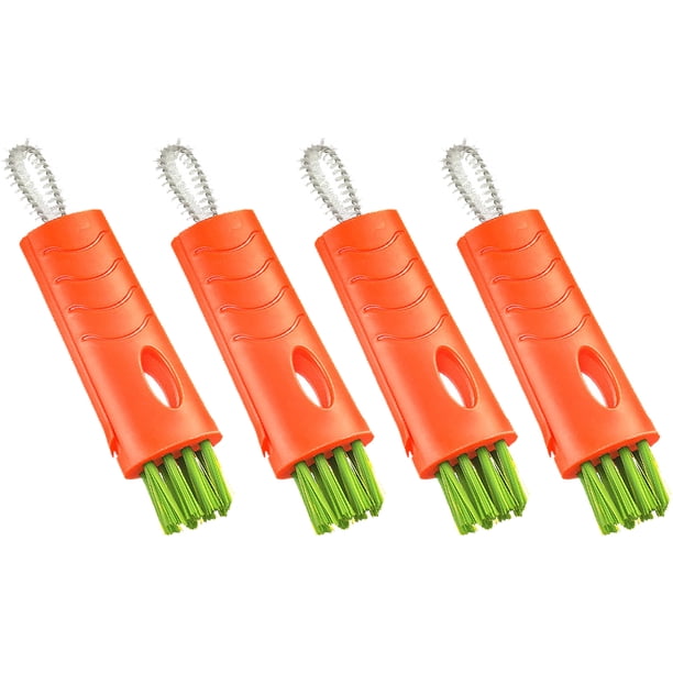 4 Piezas Mini Cepillo de Limpieza para Tapas de Tazas 3 en 1 Cepillo Limpiador de Botellas en Forma de Zanahoria Limpiador de Botellas de Agua Multiusos Ayudante de Limpieza Portátil para Ranura de
