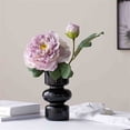 thumbnail image 4 of Jarrón de peonía Guifei morado de vidrio negro, arreglo decorativo for sala de estar, mesa china, flor falsa, 4 of 4