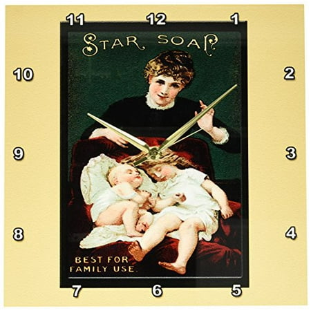 3dRose Star Soap Best for Family Use Victorian Era Woman, Small Girl and Baby in a Red Chair, Wall Clock, 13 by (Best Soap To Use)