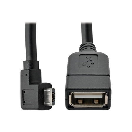 Tripp Lite 6" Micro USB-B to USB OTG Adapter Cable Right Angle White M/F
