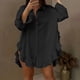thumbnail image 2 of Tops de otoño para mujer,Camisa de solapa de color liso para mujer, jersey holgado con volantes en el bajo, blusa de poliéster de manga larga, top informal de moda para el trabajo, sopatenor, 2 of 9