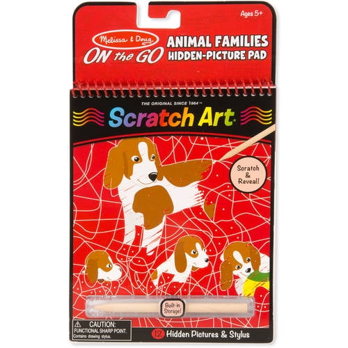 Melissa & Doug On the Go Scratch Art: Animal Families Hidden-Picture Activity Pad With Stylus