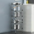 thumbnail image 3 of Estante Multifuncional de Acero Inoxidable para Cocina, Soporte para Ollas de 2/3/5 Niveles con Bandeja de Escurrido, Diseño Robusto y Fácil de Limpiar, Personalizable en Altura., 3 of 7