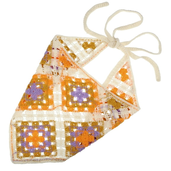 Unique Bargains 1 Pc Grace Knitted Hollow Triangle Headwrap for Women 20.47"x9.45" Orange Purple