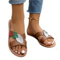 thumbnail image 3 of HTHLVMD Summer Casual Toe Post Sandals, Beach Sandals, Summer Shoes, Ladies Wraparound Thick-Soled Straw Sandals Casual Plus-Size Fashionable Versatile Slides Spring Summer Trendy Pu, Brown 7, 3 of 7