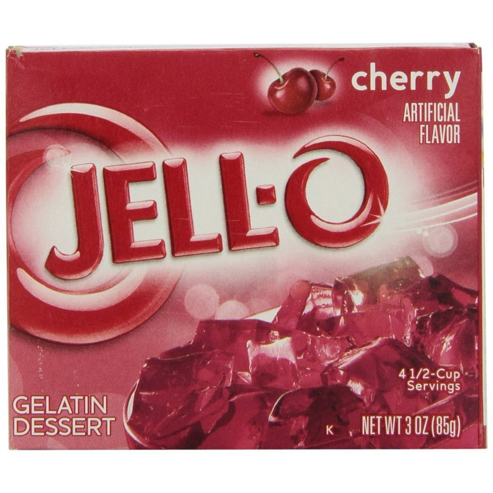 24 PACKS JellO Gelatin Dessert, Cherry, 3Ounce Boxes