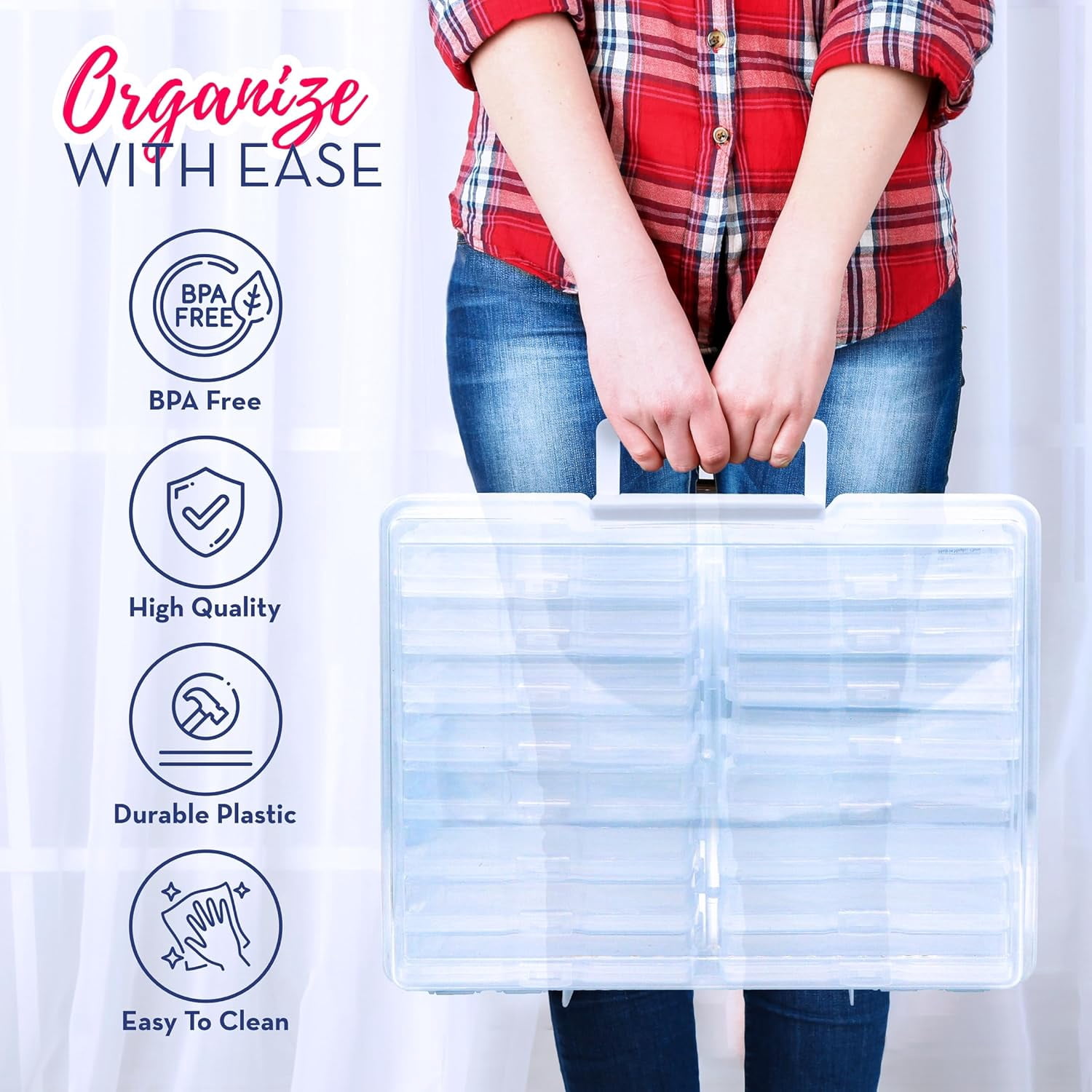 4E's Novelty 16 Pack Clear Photo Storage Box with 4x6 Photo Cases and Photo Organizing Box, 4x6 Photo Storage Box