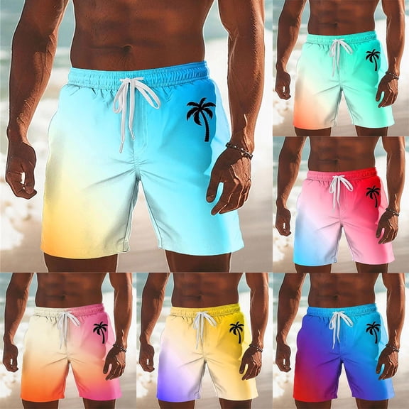 XINPING Mens Board Shorts Swimwear Slim Fit Floral Swim Trunks Quick-Dry Vacation Beach Shorts with Pockets Anti-Chafe Fishing Shorts for Men